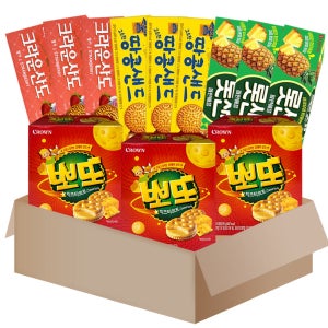 샌드과자 4종 12개{크라운산도딸기+뽀또치즈+땅콩샌드+롯샌파인애플} 각3개씩 (SM029)