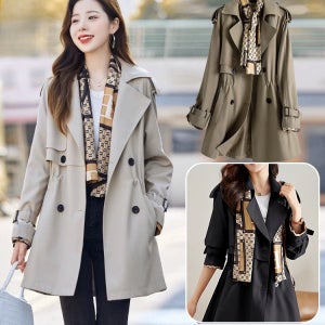여성하프트렌치코트 A라인 캐주얼 슬림핏 패션 여성 트렌치코트 M-4XL