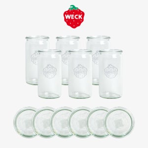 [WECK] 실린더 975(340ml) 유리병 6개 + 유리뚜껑 6개 세트