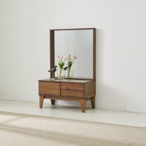 가구와보물섬 고무나무원목 월넛 800 B 좌식 화장대