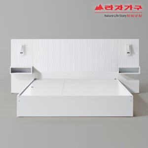 라자가구 위드 템바보드 호텔 수납 침대 프레임 + 협탁 2개 Q, 화이트
