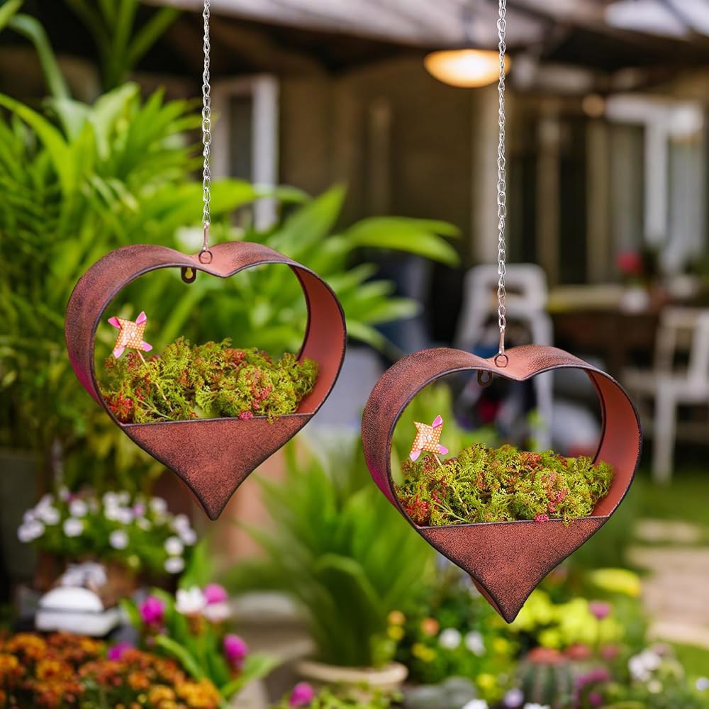 필로드웰 금속 <b>식물</b> 를 모양 위한 실내외 생일 장식에 걸이 완벽한 2팩 창문 사무실 아내