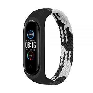 LeisureBands 샤오미 미 밴드 5 6 밴드와 호환되는 브레이드 솔로 루프 밴드, 여성용 남성용, 부드럽고 신축성 있는 나일론 스포츠 교체용 손목 밴드, Mi Band 4