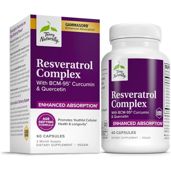 <b>테리 내추럴리</b> 레스베라트롤 컴플렉스 퀘르세틴 커큐민 함유 항산화 <b>면역</b> 건강 지원 비건 비 60회분