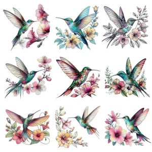 다리미로 붙이는 의류스티커 열전사지 꽃과벌새시리즈