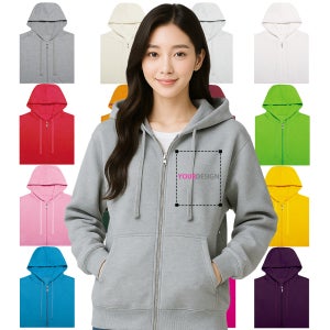 [인쇄비포함]주문제작 특양면 후드집업 프린팅 소량주문 가게티 단체 기모