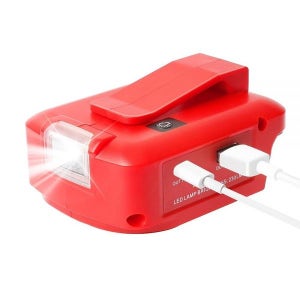 Xinriga 밀워키 및 DEWALT 배터리와 호환되는 다기능 전원 어댑터 듀얼 USB 포트 12V DC 3모드 작업 조명 충전기 20V 배터리 (밀워키에서 제조되지 않음)