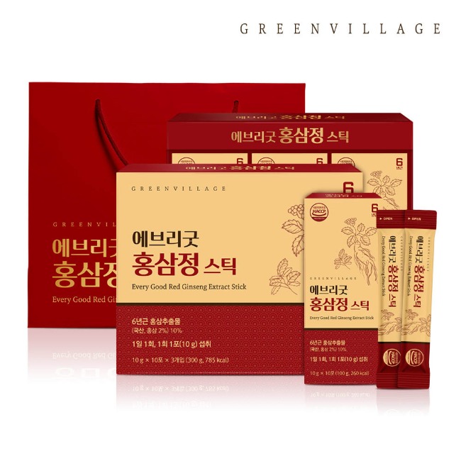 에브리굿 <b>홍삼정 스틱 10g</b> 30포 <b>6년근</b> <b>홍삼</b>액 <b>활력</b>증진 면역력 선물세트