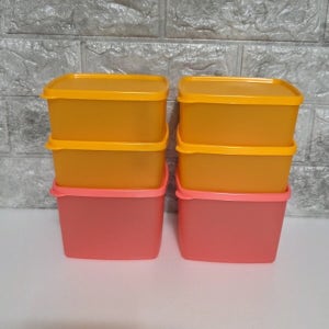 타파웨어 주니 냉장기 570ml+940ml 6조 노랑 다홍 냉장실 야채 생선 육류 보관용기