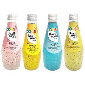 쿠스 바질시드 드링크 4종혼합 290ml 12개 (리치+망고+칵테일+파인애플)