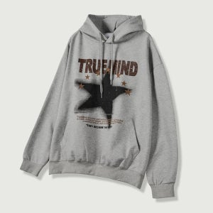 트루 스타 빈티지 프린팅 오버핏 후드티