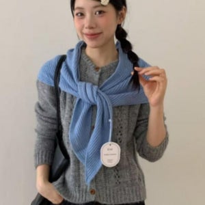 여성 봄 롱 니트 끼움 숄 머플러 목도리 모자 스카프