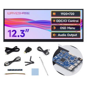 WaveShare Waveshare 123인치 정전식 터치 디스플레이 셀 기술 1920x720 라즈베리 파이 5/4B/3B/Zero/Zero W/Zero 2W/Pico/Pico와