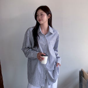 [55-110] 내추럴 루즈핏 체크 셔츠 남방 여성 빅사이즈 여자 플러스사이즈 어거스트플랜