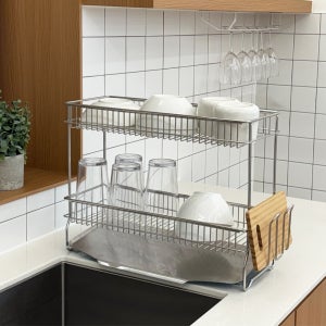 이브리영 연마제없는 미니 304 올스텐 2단 식기건조대 물빠짐 설거지 정리대