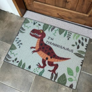 공룡 코일 현관매트 티라노사우르스-그린 50x80cm