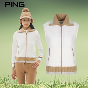 핑 골프웨어 여성 골프 조끼 배색 방풍 집업 니트 베스트 2D4SV351