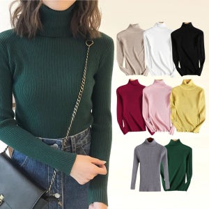 여성 도톰 골지 목폴라 니트 터틀넥 목폴라티 목티