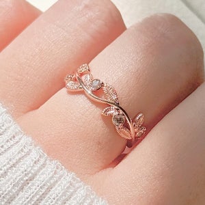 14k 18k 리프 다이아 나뭇잎 금반지