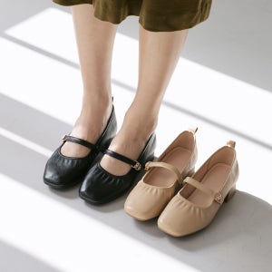 슈리오 키높이 구두 소가죽 메리제인 통굽 여성단화