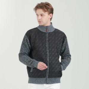 남자 골프웨어 집업 점퍼 니트 패딩 겨울 방풍 캐주얼 자켓 앞면퀼팅 소매니트 남자 가디건