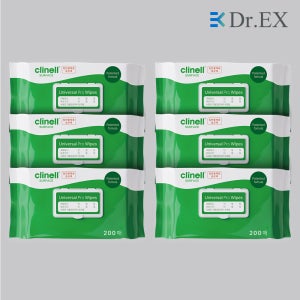 닥터엑스 [1box] 클리넬 살균 소독 티슈 유니버셜 와입스 200매입 x 6팩 Clinell Universal Pro Wipes