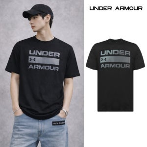 언더아머 반팔티셔츠 팀 이슈 워드마크 남성 블랙 1329582-001