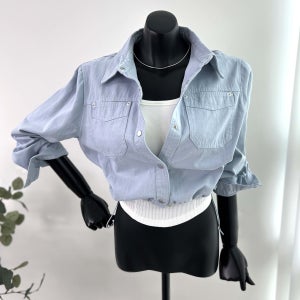 허리스트링 카라 슬림핏 연청 데님청남방 25FW