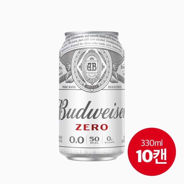 [슈퍼적립] 버드와이저 제로 (0.0) 330ml 비알콜 논알콜 맥주 10캔