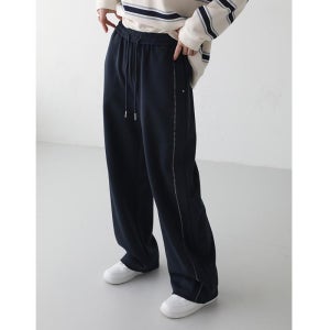 훗씨 스티치 밴딩 와이드 팬츠 710900