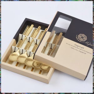 현진 금빛사슴 골드티타늄수저 5인세트(포장+쇼핑백) 혼수예단 결혼 준비 필수품