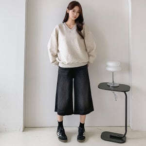 여성 맨투맨 브이넥 오버핏 v넥 루즈핏 간절기 봄 가을 겨울