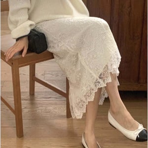 [당일]Lit 베니스 레이스 밴딩 롱스커트