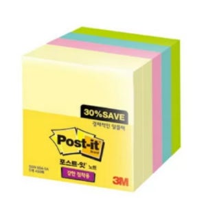 3M 포스트잇 SSN 654-5A 76x76 알뜰팩 강한점착용 450매