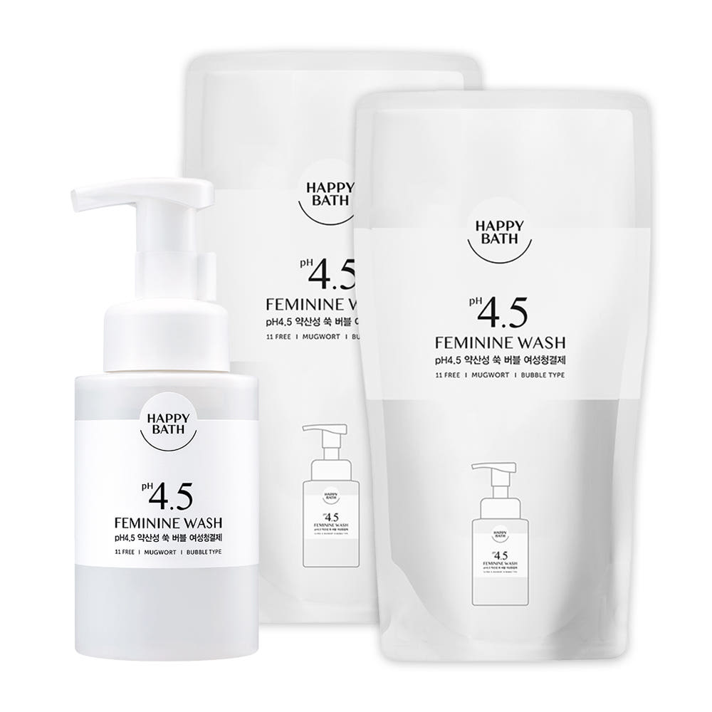 해피바스 쑥 버블 대용량 여성청결제 300ml+300ml리필 2입