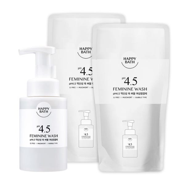 해피바스 쑥 버블 대용량 여성청결제 300ml+300ml리필 2입