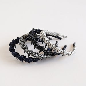 클래식 체크 도트 패턴 헤어밴드 포인트 흘러내림없는 이빨 머리띠