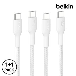 벨킨 60W USB-C to C 브레이디드 충전 케이블 CAB024 화이트, 2개, 1m