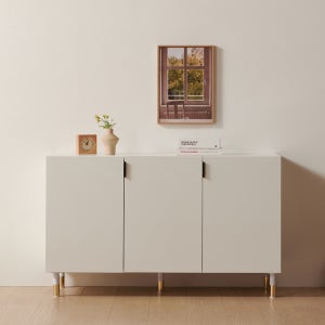 높은 거실장 티비다이 낮은 티비장 tv 장식장 선반 다리형 2단 1200 H730, 화이트다리