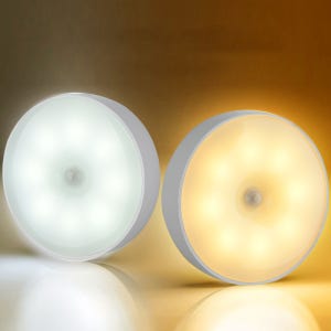 무타공 원형 무선led 센서등 현관 베란다 화장실 신발장하부 간접조명 모션감지 충전식