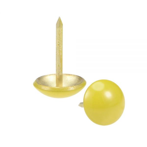 Uxcell 덮개 못 압정 직경 11mm 옐로우 라운드 헤드 17mm 길이 엄지 푸시 핀, 가구 소파 헤드보드용, 25개 106249