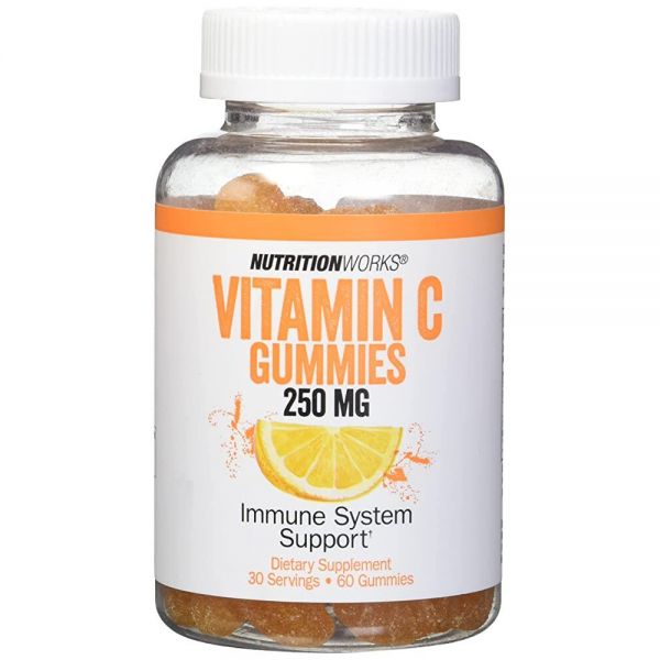 NutritionWorks 비타민 C 250mg 젤리, 건강 지원, 강력한 물질 함유, 젤리 60개