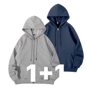 [1+1] 무지 오버핏 후드집업 맨투맨 후드티 커플 티셔츠 가을 겨울 남자 여자