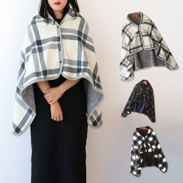 똑딱이 망토담요 극세사 어깨 차량 무릎담요 사무실 차량용 80x135cm