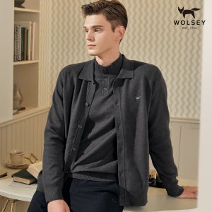 [울시] 25FW 남성 카라 가디건 멜란지 그레이