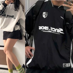 미즈노 풋볼 싸커 축구 유니폼 저지 롱 슬리브 긴팔 티셔츠 화이트 블랙 KECE43D4