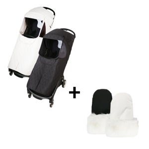 휴대용 유모차 커버 버터플라이 호환 버플1 버플2 방한커버 퍼 핸드머프 세트 아이보리