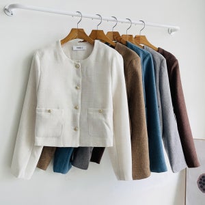 노카라자켓 트위드 크롭 여성 가을 정장 자켓