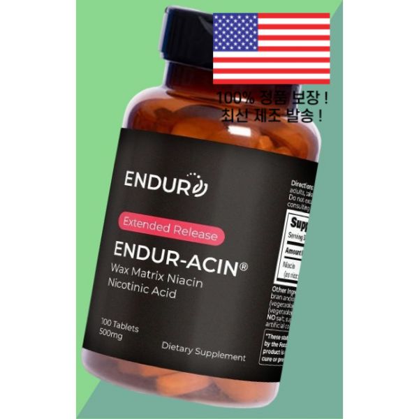 엔듀어런스프로덕츠 엔듀어<b>아신</b> 익스텐디드 릴리스 비타민 B3 나이<b>아신</b> 니<b>아신</b> 옵티멀 앱솝션 로우<b>플러시</b> 비타민B 비타민비 비타민B군3 <b>500mg</b> 100정 Endurance Produc