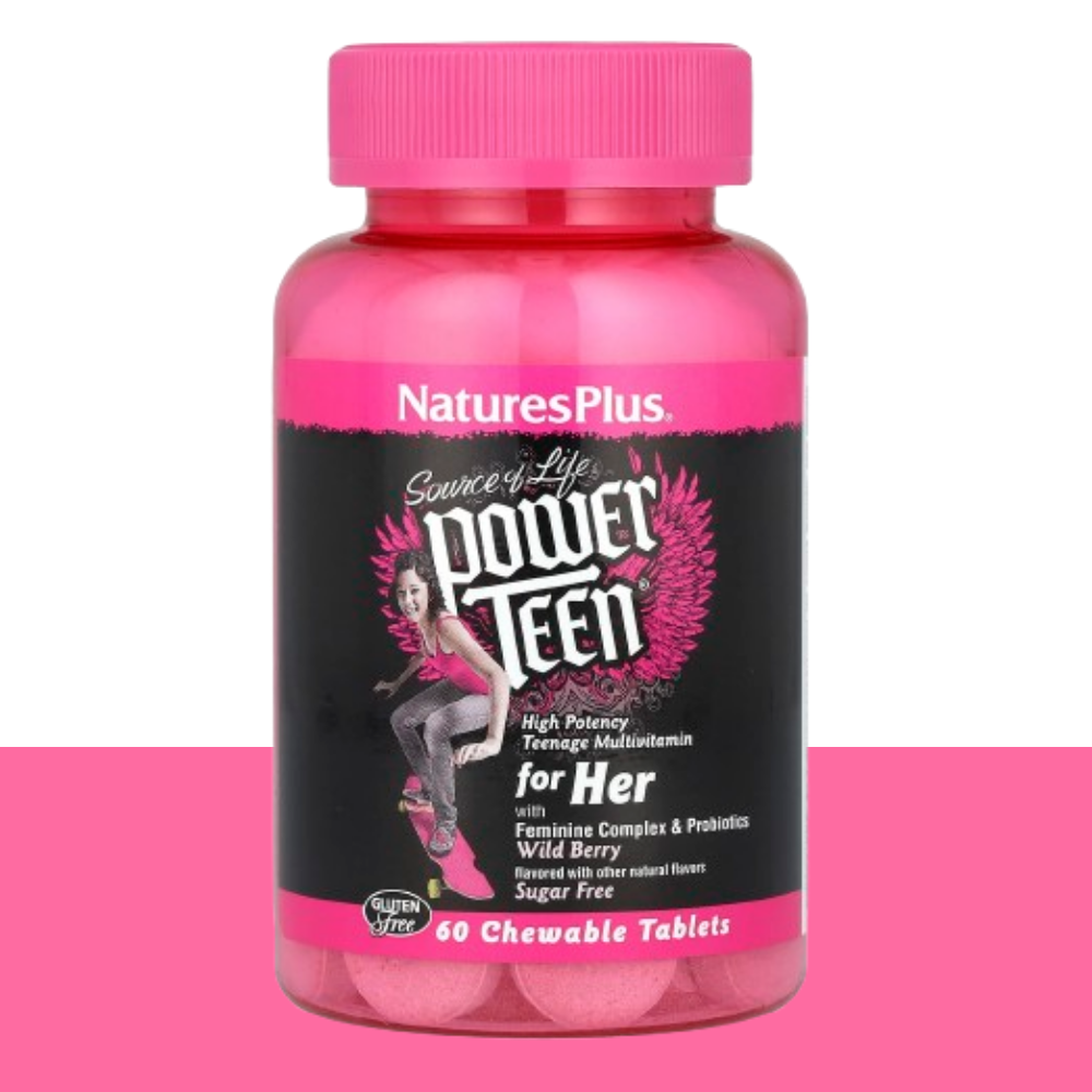 <b>네이처스플러스</b> 10대 <b>여성</b> <b>여자</b> 멀티 종합 비타민 무설탕 산딸기 향 츄어블 60정